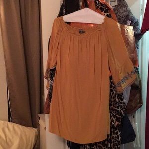 Super cute mustard color tunic/top w/bell sleeves